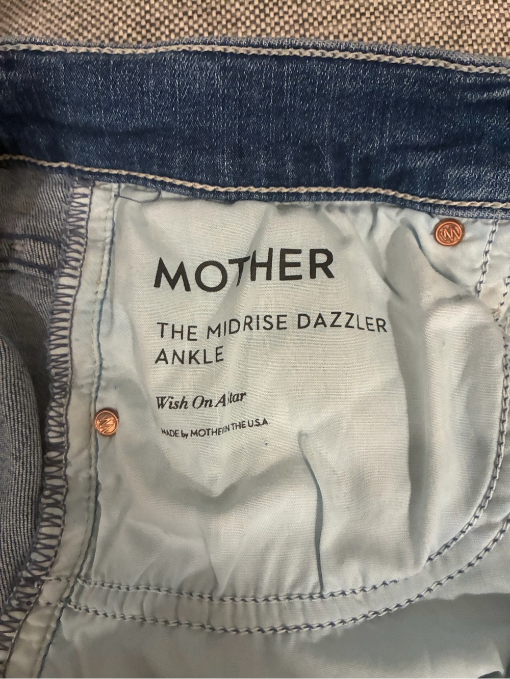 MOTHER Midrise Ankle Jeans in Light Blue Denim